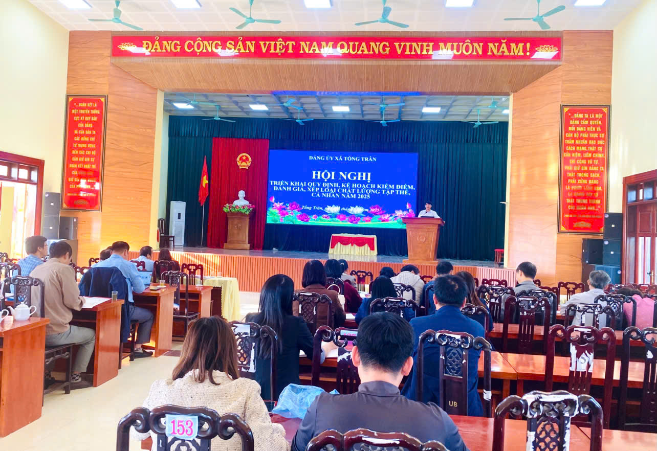 ĐẢNG ỦY XÃ TỐNG TRÂN TỔ CHỨC HỘI NGHỊ TRIỂN KHAI, HƯỚNG DẪN CÔNG TÁC KIỂM ĐIỂM, ĐÁNH GIÁ, XẾP LOẠI NĂM 2025