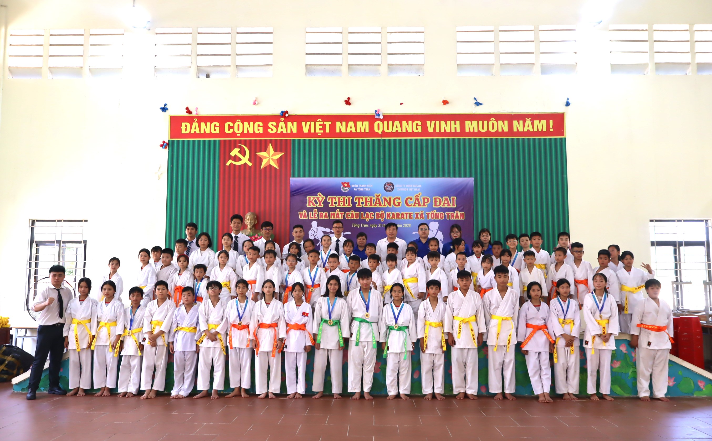 XÃ TỐNG TRÂN RA MẮT CÂU LẠC BỘ KARATE VÀ TỔ CHỨC KỲ THI THĂNG CẤP ĐAI NĂM 2026