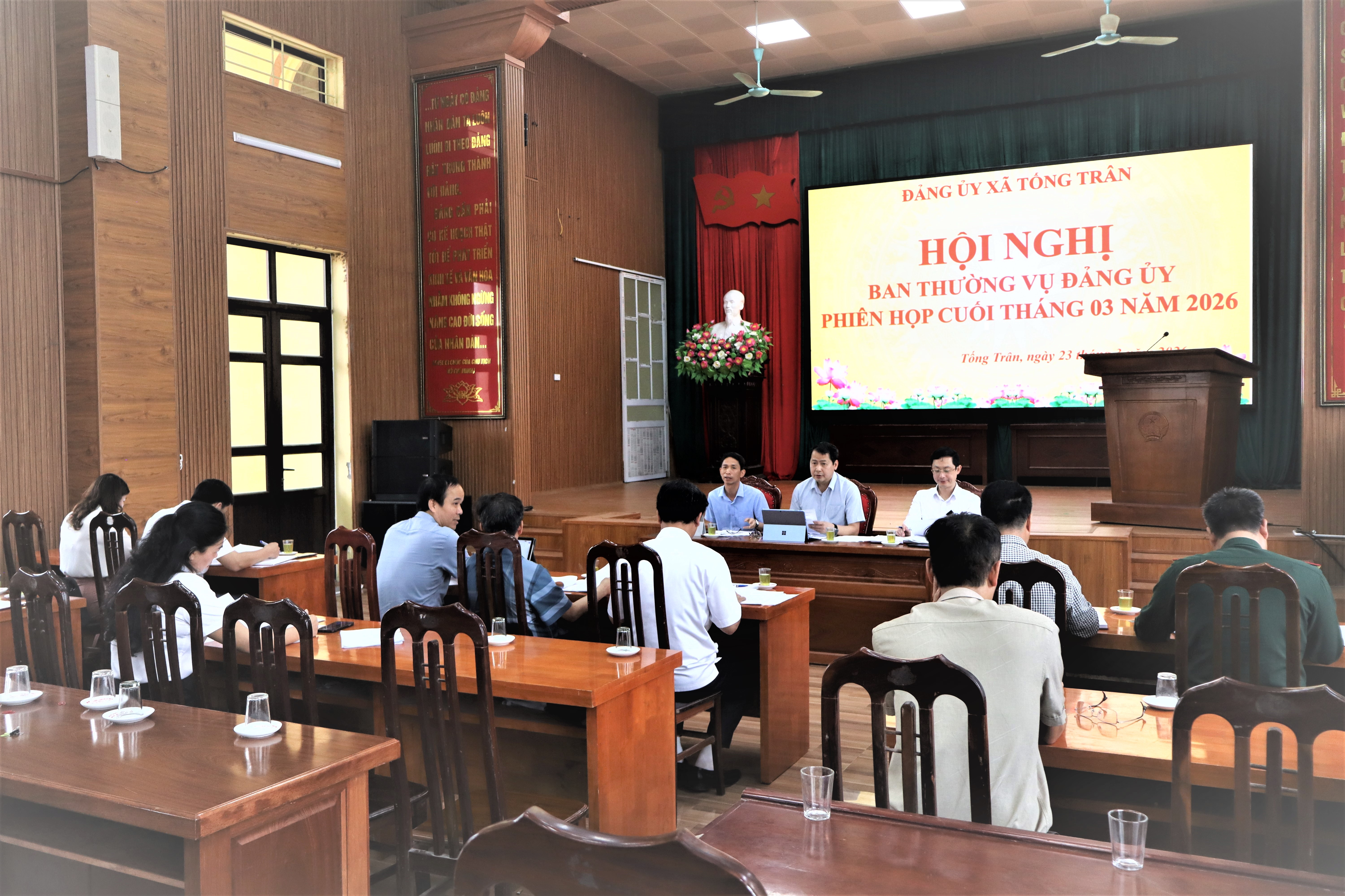 ĐẢNG ỦY XÃ TỐNG TRÂN TỔ CHỨC HỘI NGHỊ THƯỜNG TRỰC, BAN THƯỜNG VỤ VÀ BAN CHẤP HÀNH PHIÊN HỌP CUỐI THÁNG 3 NĂM 2026