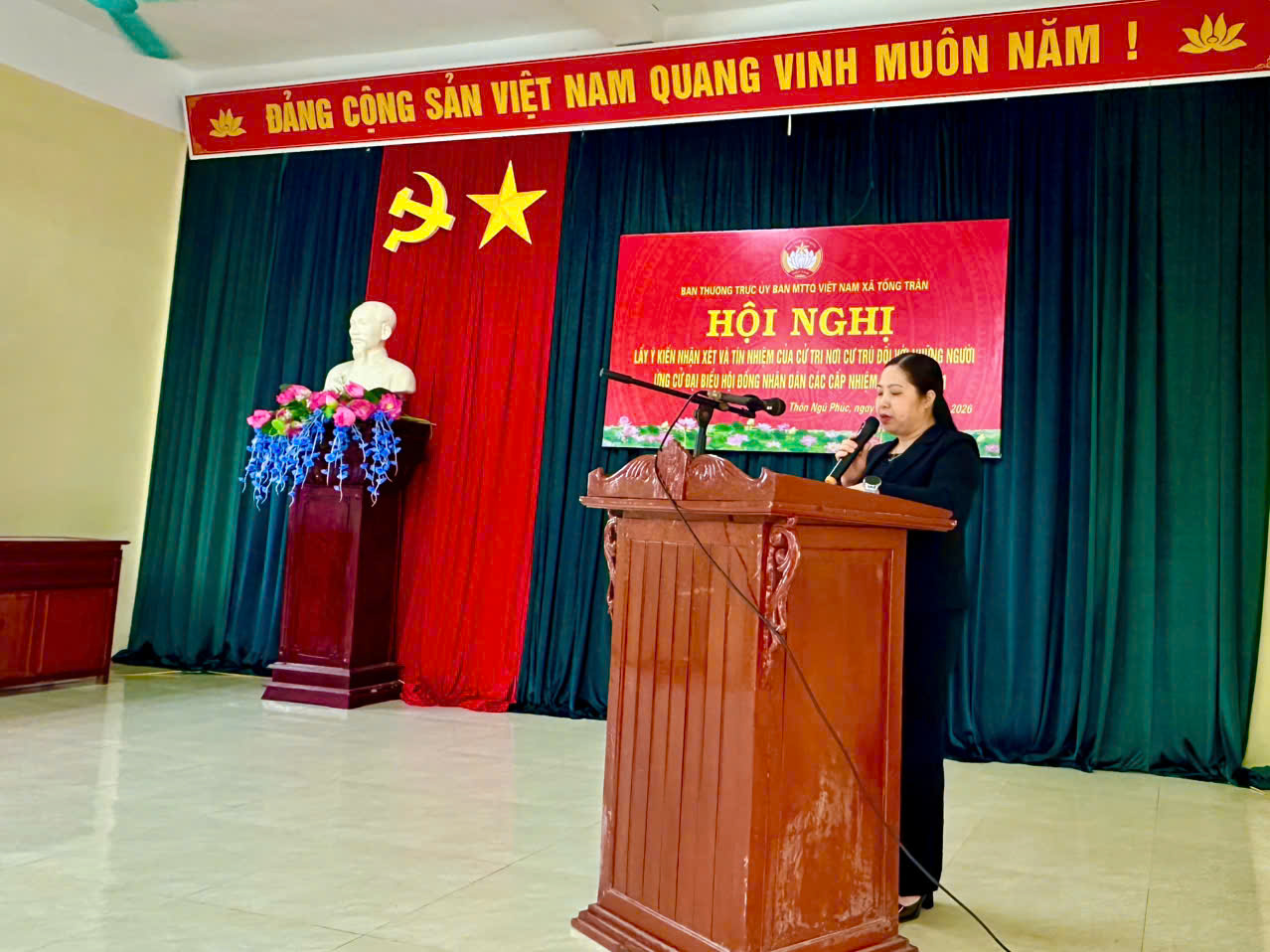 THÔN NGŨ PHÚC TỔ CHỨC HỘI NGHỊ LẤY Ý KIẾN CỬ TRI NƠI CƯ TRÚ ĐỐI VỚI NGƯỜI ỨNG CỬ ĐẠI BIỂU HĐND XÃ TỐNG TRÂN VÀ XÃ ĐOÀN ĐÀO