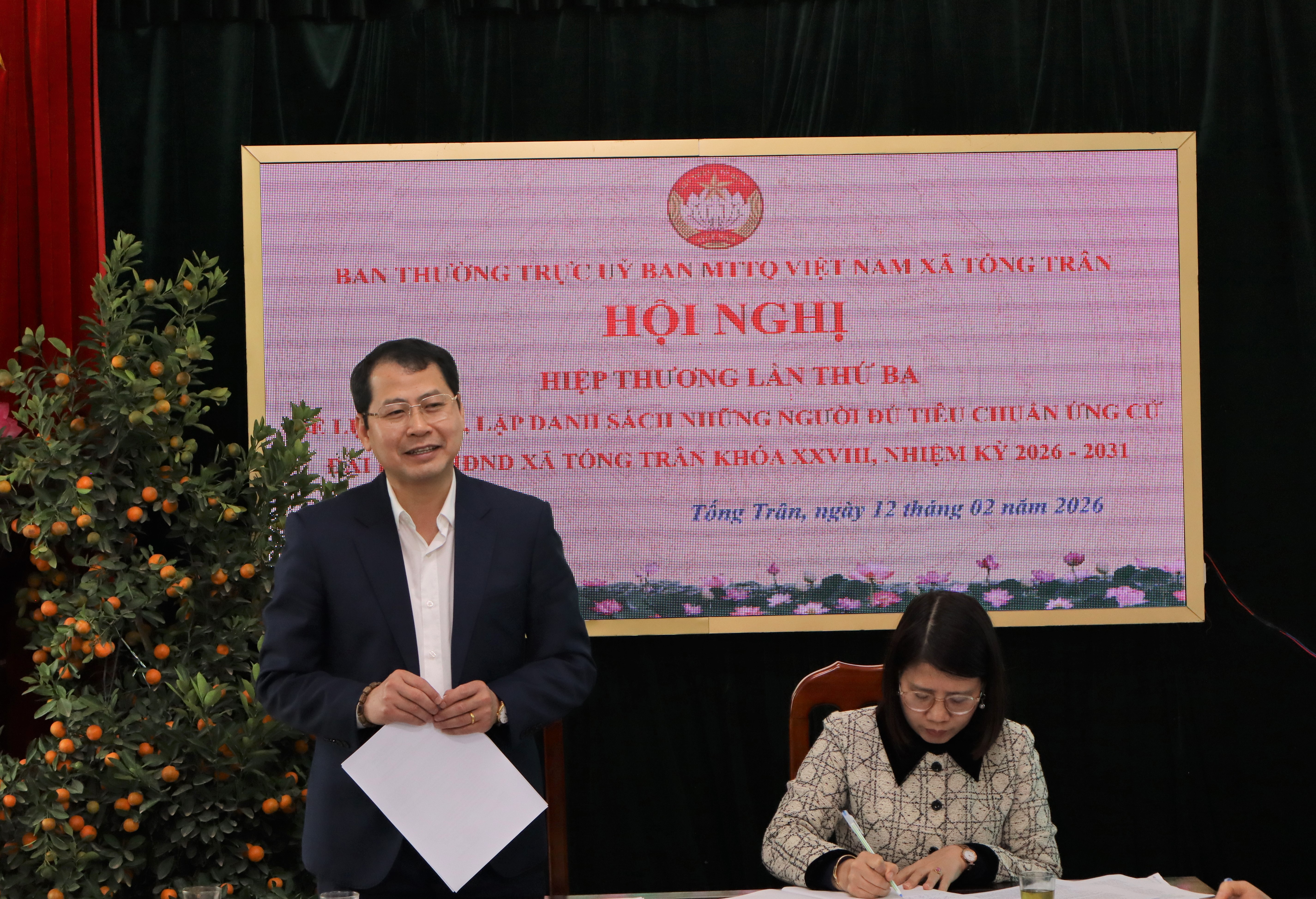 Hội nghị hiệp thương lần thứ ba lập danh sách người đủ tiêu chuẩn ứng cử đại biểu HĐND xã Tống Trân khóa XXVIII, nhiệm kỳ 2026–2031
