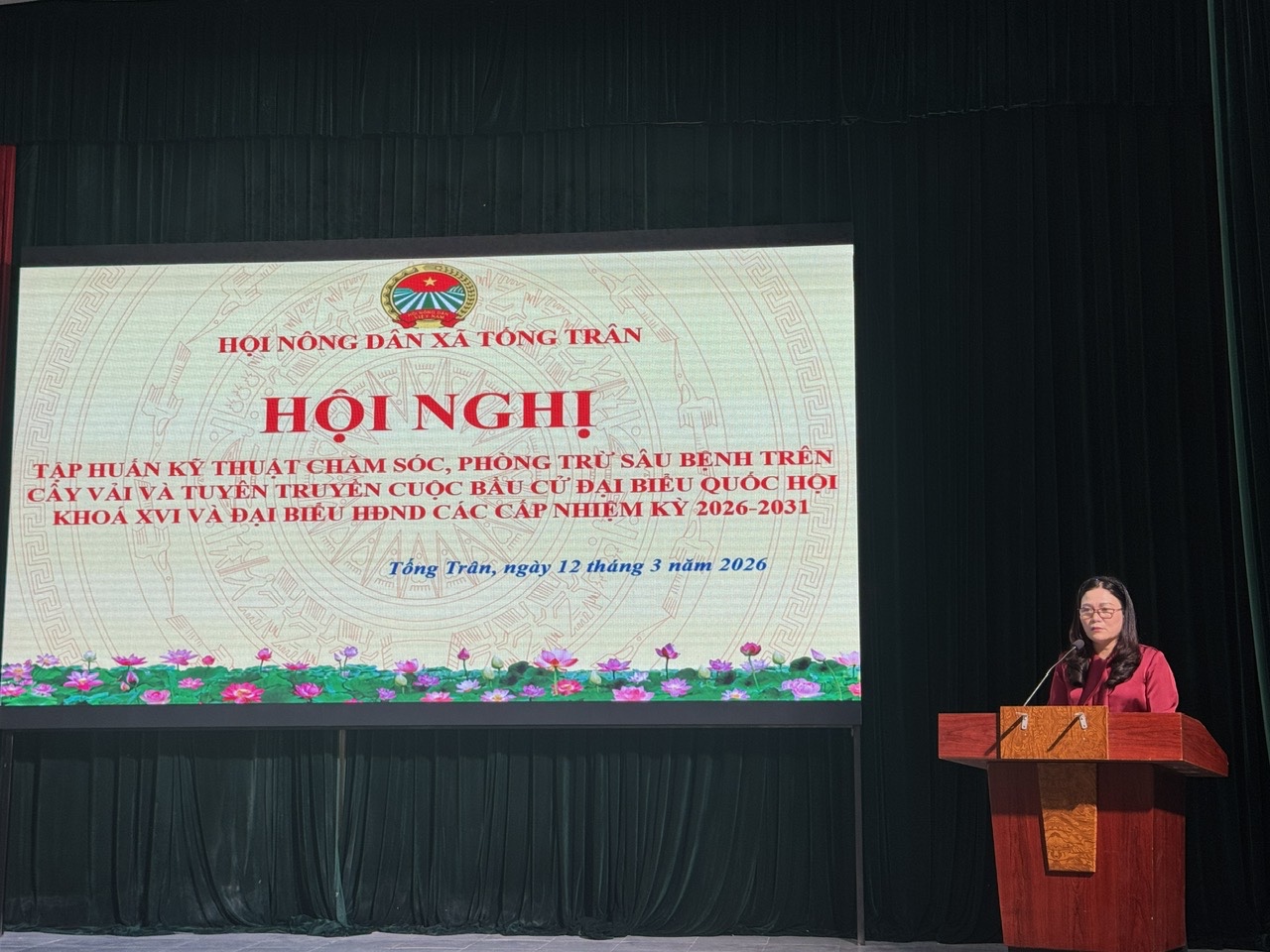 Hội Nông dân xã Tống Trân tổ chức tập huấn kỹ thuật chăm sóc, phòng trừ sâu bệnh trên cây vải