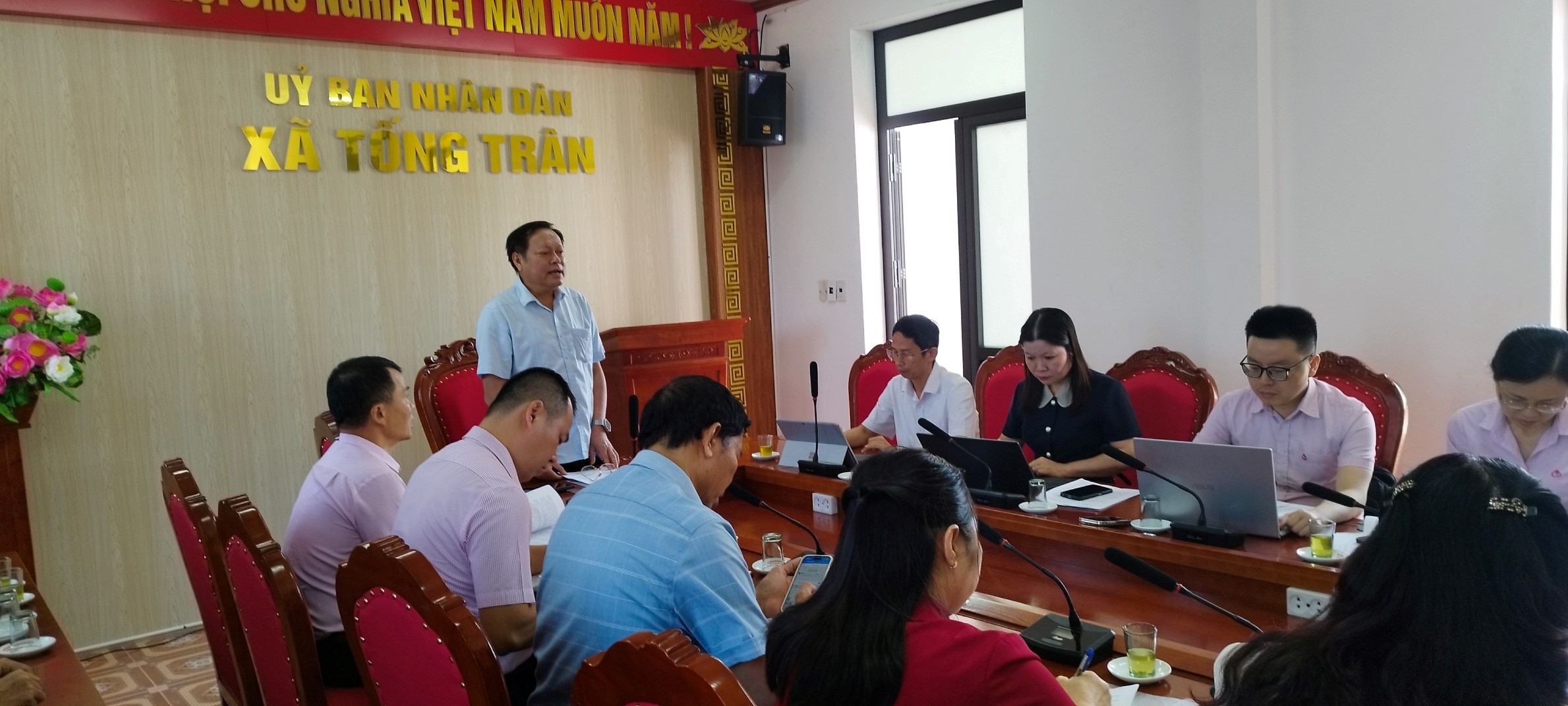 ĐOÀN KIỂM TRA BAN ĐẠI DIỆN HĐQT NGÂN HÀNG CHÍNH SÁCH XÃ HỘI TỈNH KIỂM TRA HOẠT ĐỘNG TÍN DỤNG CHÍNH SÁCH TẠI XÃ TỐNG TRÂN